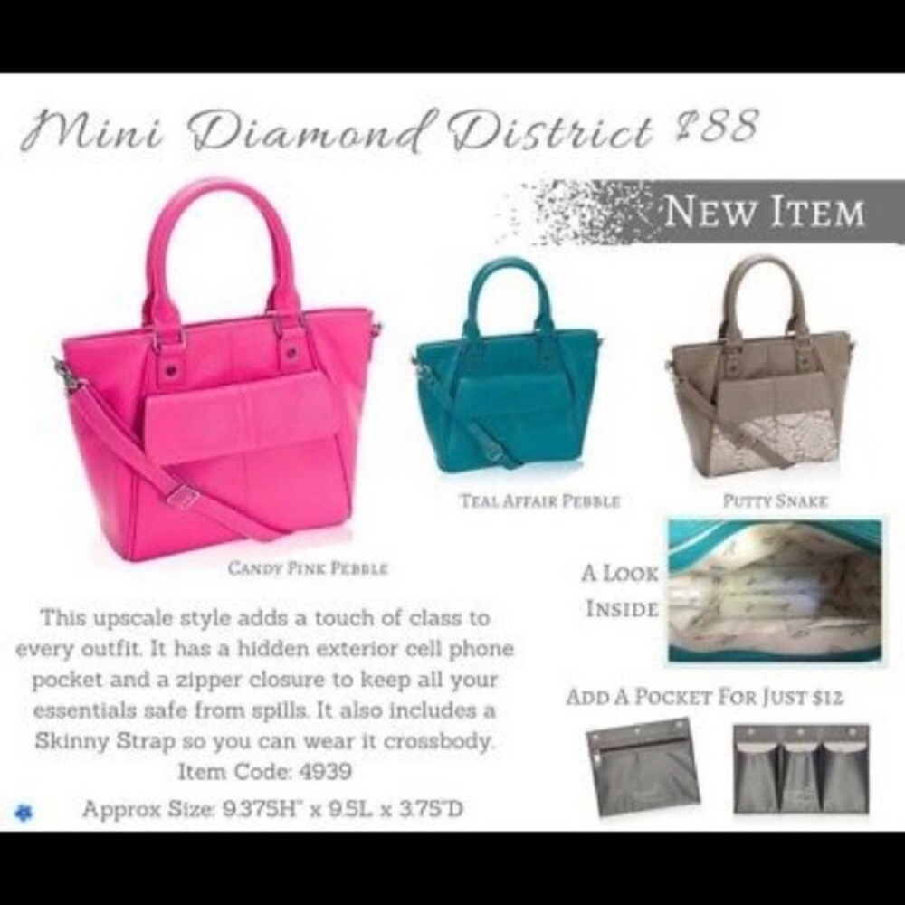 Thirty One Mini Diamond District Tote Purse in Putty Snake Jewell by thirty-one - Picture 5 of 17